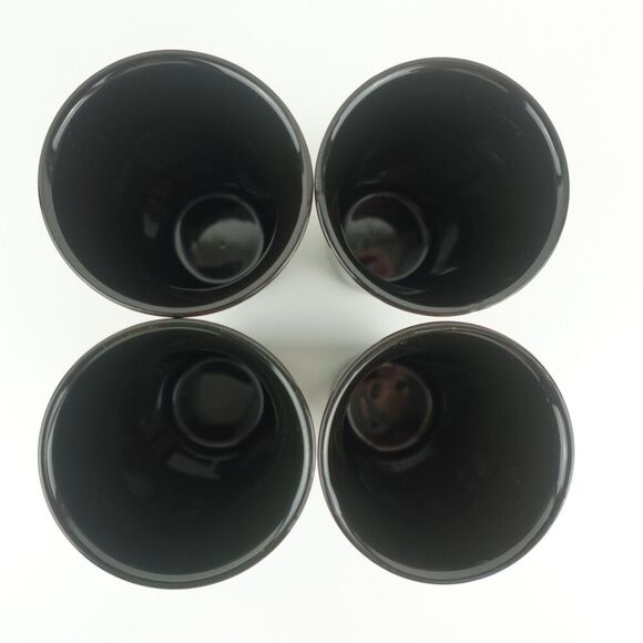 Asian Black and Beige 5pc Ceramic Tea Set Floral Design Bamboo Handle - Picture 12 of 14